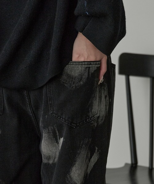 Theater code（シアターコード）の「Bleach Design Curve Denim/ブリーチデザイン カーブデニム（デニムパンツ・レディース・ブラック・L/M）」の14枚目の写真