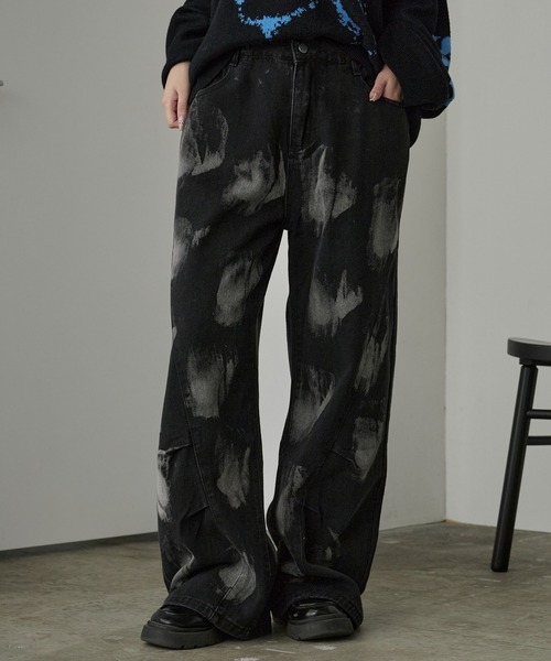 Theater code（シアターコード）の「Bleach Design Curve Denim/ブリーチデザイン カーブデニム（デニムパンツ・レディース・ブラック・L/M）」の15枚目の写真