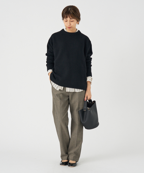 WEB限定/追加》ウールカシミヤ 脇スリットクルーネックプルオーバー