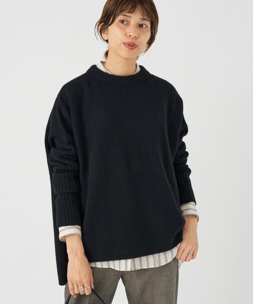 イエナ　ウールカシミヤ脇スリットクルーネックプルオーバー　未使用 WEB限定/追加》ウールカシミヤ 脇スリットクルーネックプルオーバー