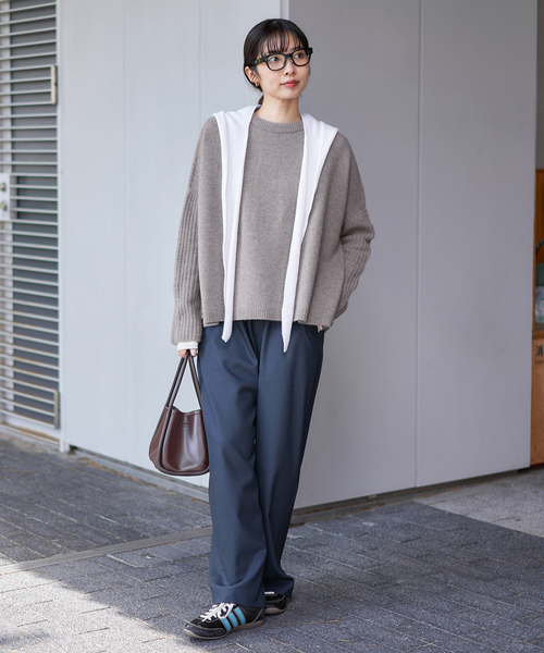 イエナ　ウールカシミヤ脇スリットクルーネックプルオーバー　未使用 WEB限定/追加》ウールカシミヤ 脇スリットクルーネックプルオーバー