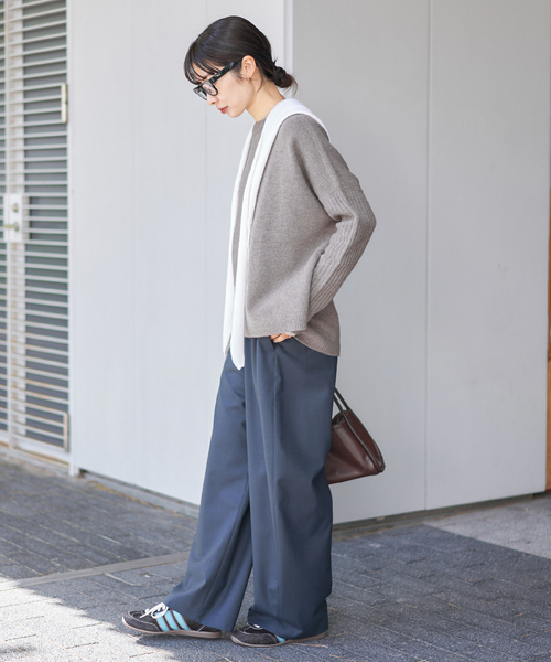 イエナ　ウールカシミヤ脇スリットクルーネックプルオーバー　未使用 WEB限定/追加》ウールカシミヤ 脇スリットクルーネックプルオーバー