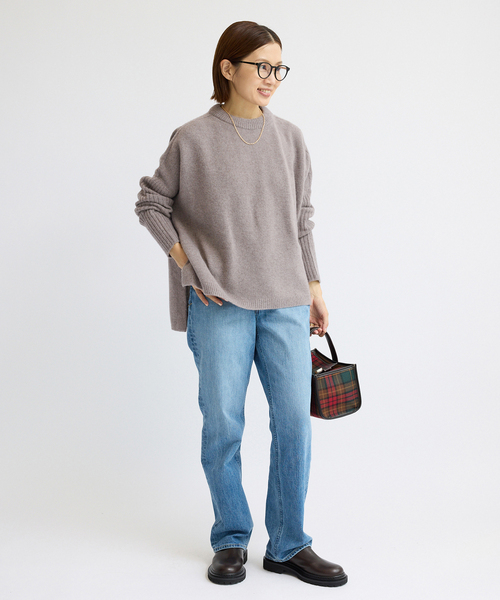 セール】《WEB限定/追加》ウールカシミヤ 脇スリットクルーネックプル