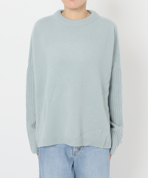 WEB限定/追加》ウールカシミヤ 脇スリットクルーネックプルオーバー