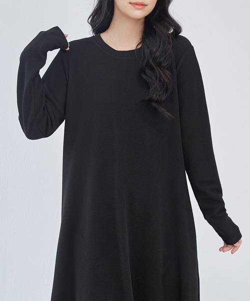Lace Ladies(レースレディース)の「ソリッドカラー Aライン 長袖 マキシ ワンピース(ワンピース・レディース・ブラック/ブラウン/グレー/モカ・FREE/S)」の6枚目の写真