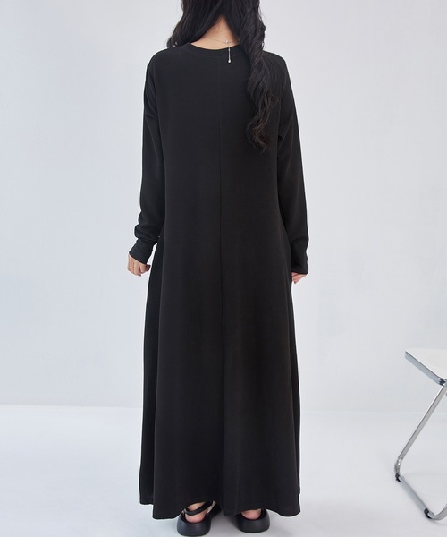 Lace Ladies(レースレディース)の「ソリッドカラー Aライン 長袖 マキシ ワンピース(ワンピース・レディース・ブラック/ブラウン/グレー/モカ・FREE/S)」の7枚目の写真