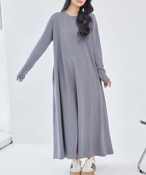 Lace Ladies(レースレディース)の「ソリッドカラー Aライン 長袖 マキシ ワンピース(ワンピース・レディース・ブラック/ブラウン/グレー/モカ・FREE/S)」の19枚目の写真