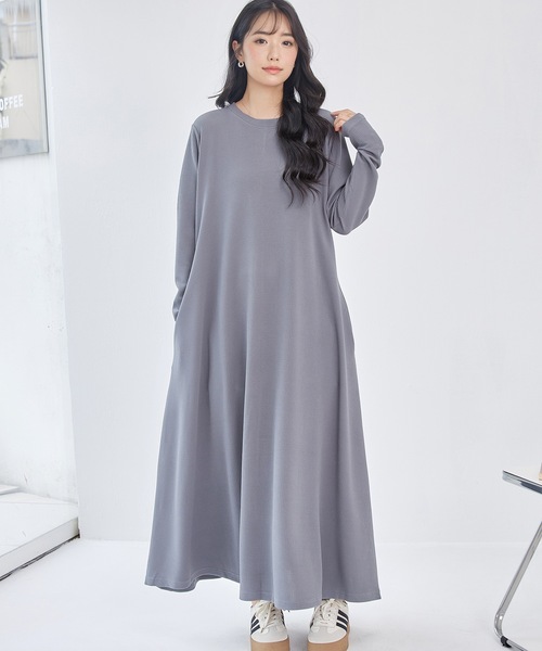 Lace Ladies(レースレディース)の「ソリッドカラー Aライン 長袖 マキシ ワンピース(ワンピース・レディース・ブラック/ブラウン/グレー/モカ・FREE/S)」の20枚目の写真