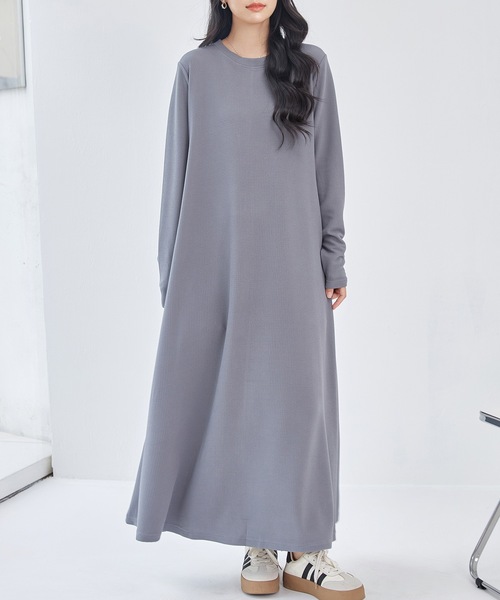 Lace Ladies(レースレディース)の「ソリッドカラー Aライン 長袖 マキシ ワンピース(ワンピース・レディース・ブラック/ブラウン/グレー/モカ・FREE/S)」の22枚目の写真