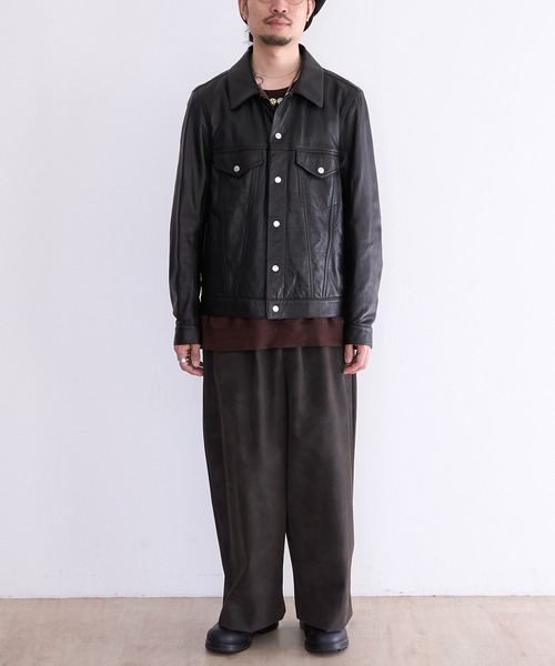 A LEATHER(エーレザー)の「A LEATHER TRUCKER JACKET (AMJ2505)(その他アウター・メンズ・キャメル/ブラック・56/58)」の8枚目の写真