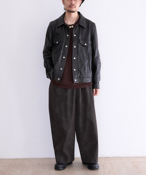 A LEATHER(エーレザー)の「A LEATHER TRUCKER JACKET (AMJ2505)(その他アウター・メンズ・キャメル/ブラック・56/58)」の11枚目の写真