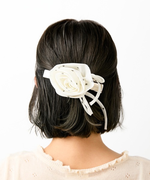 Casselini(キャセリーニ)の「Casselini(キャセリーニ)ドットローズクリップ(バレッタ/ヘアクリップ・レディース・ブラック/ホワイト/ピンク・FREE)」の2枚目の写真