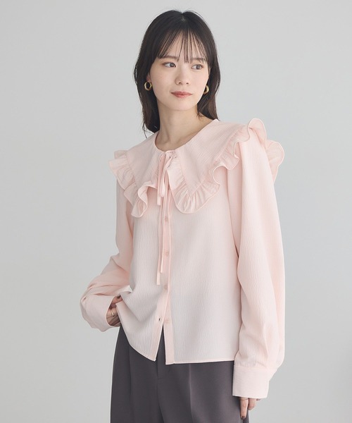 earth music&ecology（アースミュージックアンドエコロジー）の「フリルセーラーカラーブラウス（シャツ/ブラウス・レディース・ピンク/オフホワイト/ブラック・FREE）」の11枚目の写真