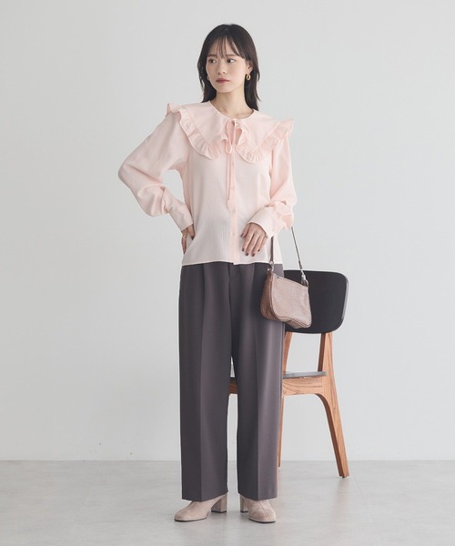 earth music&ecology（アースミュージックアンドエコロジー）の「フリルセーラーカラーブラウス（シャツ/ブラウス・レディース・ピンク/オフホワイト/ブラック・FREE）」の13枚目の写真