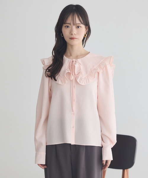 earth music&ecology（アースミュージックアンドエコロジー）の「フリルセーラーカラーブラウス（シャツ/ブラウス・レディース・ピンク/オフホワイト/ブラック・FREE）」の16枚目の写真