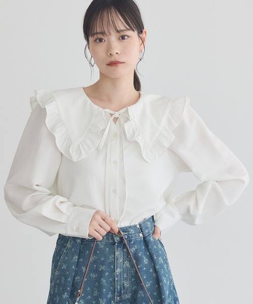 earth music&ecology（アースミュージックアンドエコロジー）の「フリルセーラーカラーブラウス（シャツ/ブラウス・レディース・ピンク/オフホワイト/ブラック・FREE）」の21枚目の写真