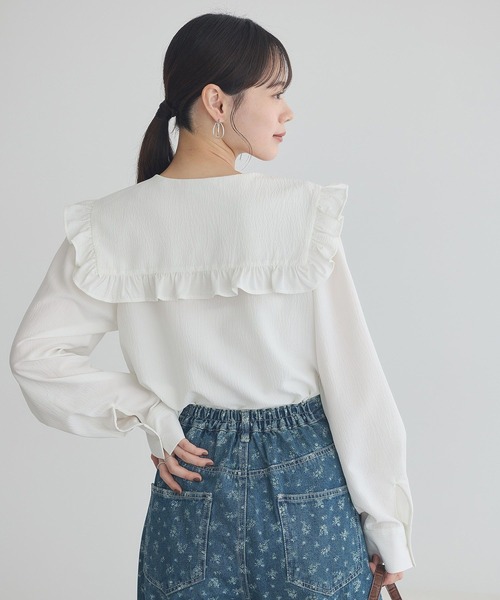 earth music&ecology（アースミュージックアンドエコロジー）の「フリルセーラーカラーブラウス（シャツ/ブラウス・レディース・ピンク/オフホワイト/ブラック・FREE）」の22枚目の写真