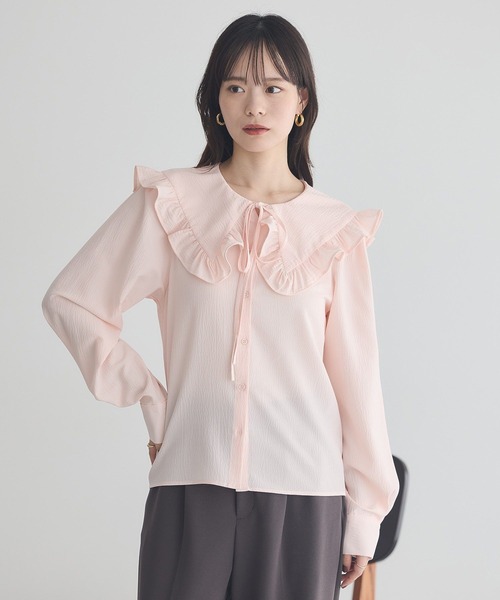 earth music&ecology（アースミュージックアンドエコロジー）の「フリルセーラーカラーブラウス（シャツ/ブラウス・レディース・ピンク/オフホワイト/ブラック・FREE）」の12枚目の写真