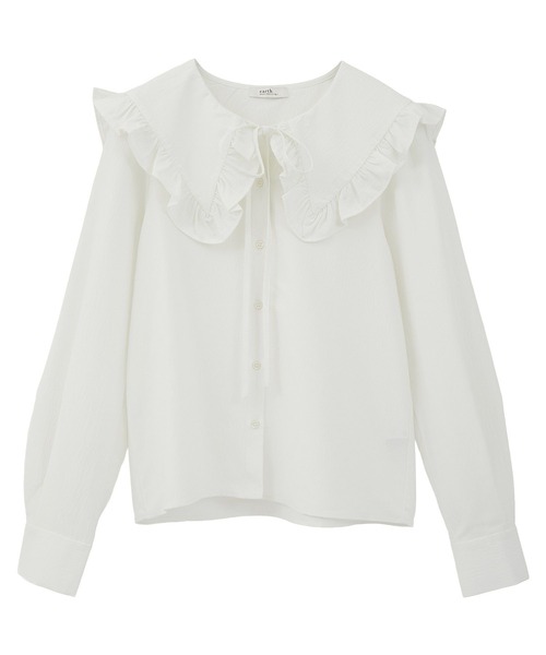 earth music&ecology（アースミュージックアンドエコロジー）の「フリルセーラーカラーブラウス（シャツ/ブラウス・レディース・ピンク/オフホワイト/ブラック・FREE）」の7枚目の写真