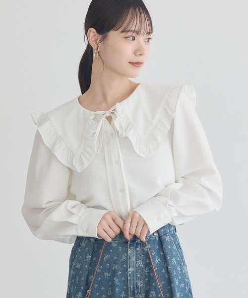 earth music&ecology（アースミュージックアンドエコロジー）の「フリルセーラーカラーブラウス（シャツ/ブラウス・レディース・ピンク/オフホワイト/ブラック・FREE）」の20枚目の写真