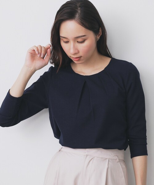 index(インデックス)の「フロントタックトップス【洗濯機洗い可/UVケア】(Tシャツ/カットソー・レディース・ピンク系1/ネイビー/オフホワイト・38/40/36/42)」の8枚目の写真