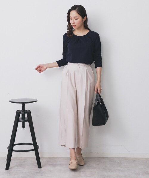 index(インデックス)の「フロントタックトップス【洗濯機洗い可/UVケア】(Tシャツ/カットソー・レディース・ピンク系1/ネイビー/オフホワイト・38/40/36/42)」の9枚目の写真