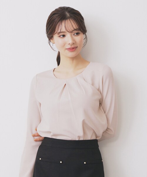 index(インデックス)の「フロントタックトップス【洗濯機洗い可/UVケア】(Tシャツ/カットソー・レディース・ピンク系1/ネイビー/オフホワイト・38/40/36/42)」の12枚目の写真