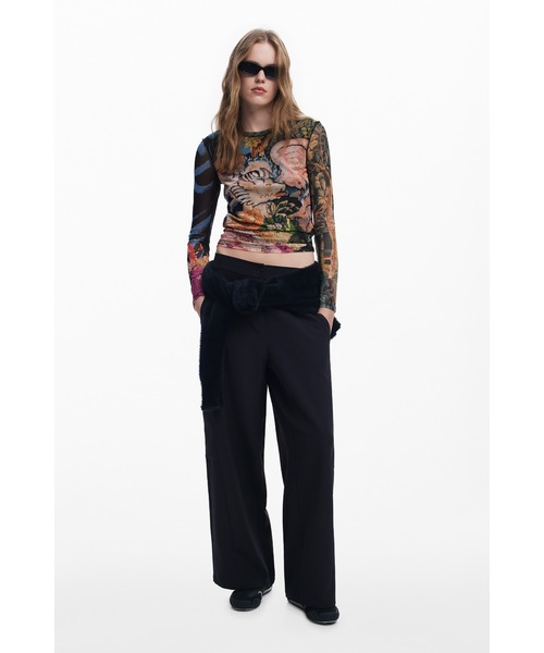 Desigual（デシグアル）の「オリエンタルミックスプリント ラウンドネック長袖カットソー Christian Lacroix（Tシャツ/カットソー・レディース・ブルー・XS/S/M/L/XL）」の5枚目の写真