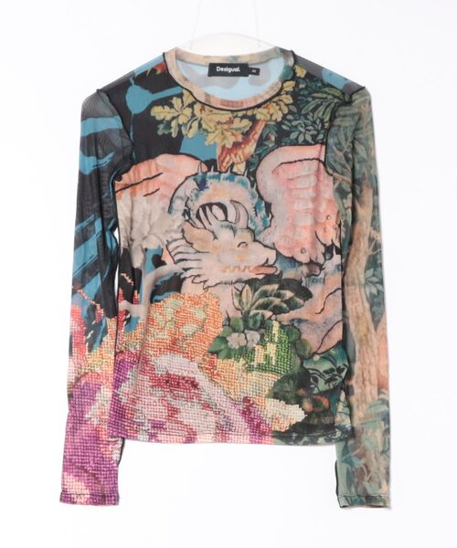 Desigual（デシグアル）の「オリエンタルミックスプリント ラウンドネック長袖カットソー Christian Lacroix（Tシャツ/カットソー・レディース・ブルー・XS/S/M/L/XL）」の6枚目の写真