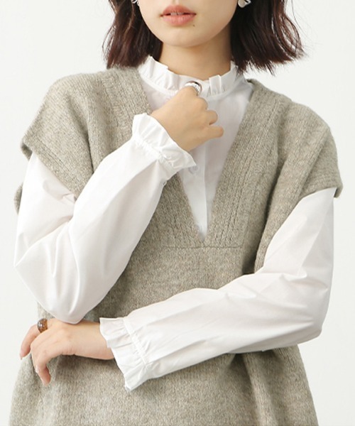 ONEP STAR（ワンピスター）の「フリルネックシャツ（シャツ/ブラウス・レディース・ホワイト/ホワイト系その他・SMALL/MEDIUM/LARGE/X-LARGE）」の13枚目の写真