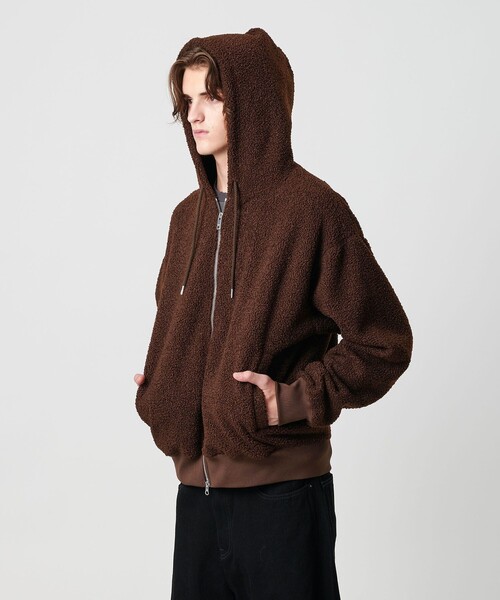 hth ボア　パーカー　ブラウン　値下げ交渉可 ボアフリース フルジップ フーディー（パーカー）｜BEAUTY&YOUTH