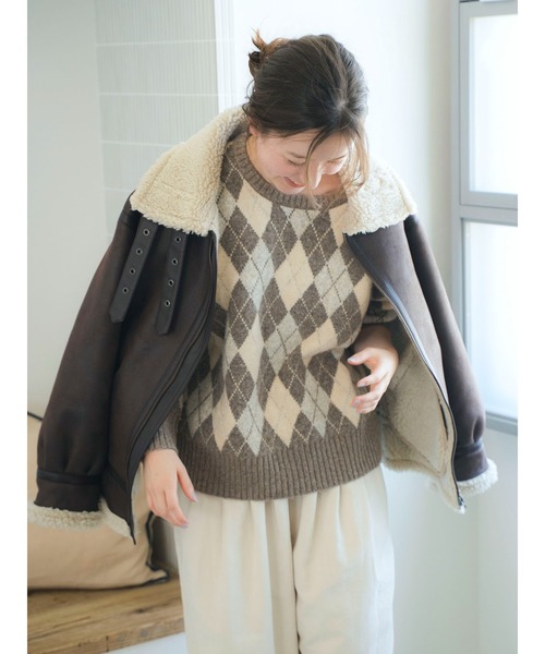 Ungrid（アングリッド）の「フェイクムートンボアブルゾン（ブルゾン・レディース・ダークブラウン/ブラック・SMALL/MEDIUM）」の20枚目の写真