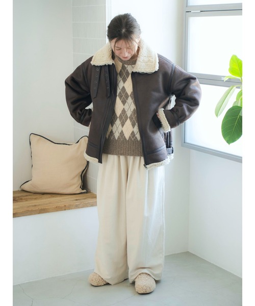 Ungrid（アングリッド）の「フェイクムートンボアブルゾン（ブルゾン・レディース・ダークブラウン/ブラック・SMALL/MEDIUM）」の21枚目の写真