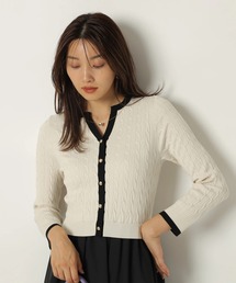 JUSGLITTY 半袖カットソー スカート カーデ ドッキングワンピース JUSGLITTY（ジャスグリッティー）の「配色ケーブルカーデドッキング