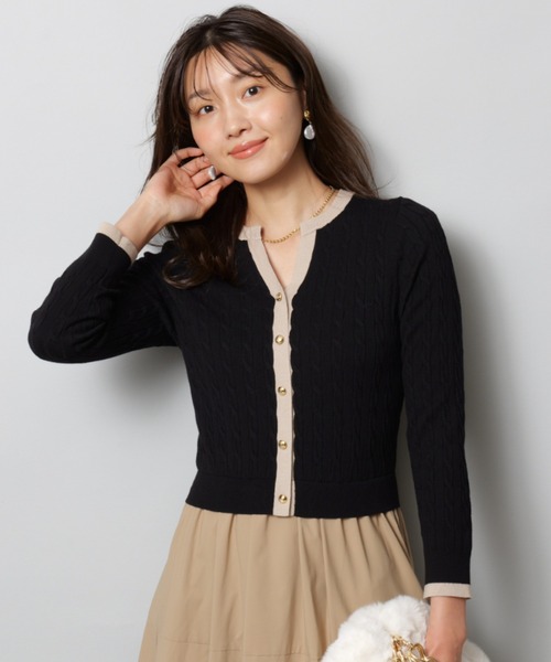 配色ケーブルカーデドッキングワンピース（ワンピース）｜JUSGLITTY