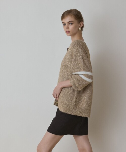 Diagram（ダイアグラム）の「グリッターニットカーディガン（カーディガン/ボレロ・レディース・グレー/ホワイト/ベージュ・36）」の4枚目の写真