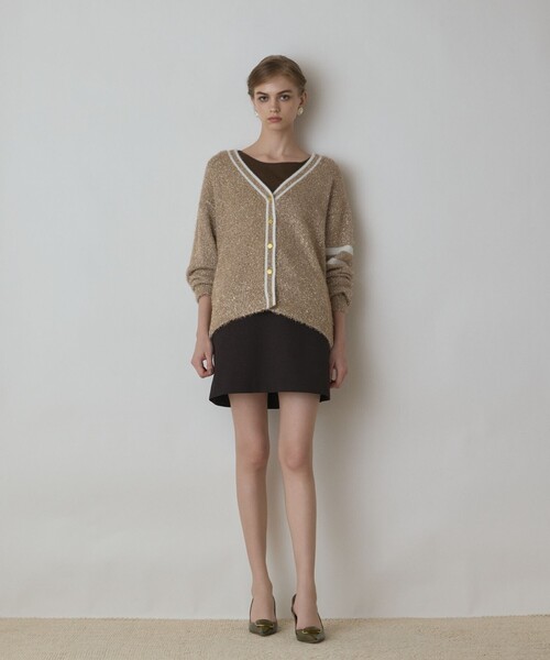 Diagram（ダイアグラム）の「グリッターニットカーディガン（カーディガン/ボレロ・レディース・グレー/ホワイト/ベージュ・36）」の6枚目の写真