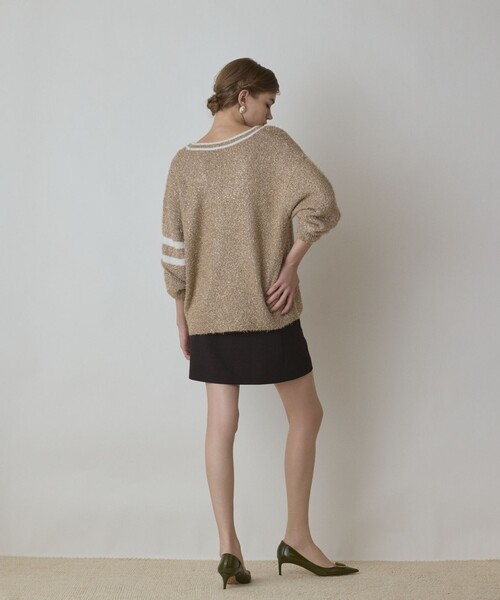 Diagram（ダイアグラム）の「グリッターニットカーディガン（カーディガン/ボレロ・レディース・グレー/ホワイト/ベージュ・36）」の8枚目の写真