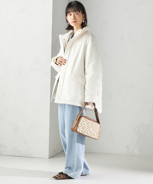 SHIPS（シップス）の「〈手洗い可能〉IMBOTEX 中綿 ミディ ジャケット（その他アウター・レディース・ダークグレー/オフホワイト・ONE SIZE）」の5枚目の写真