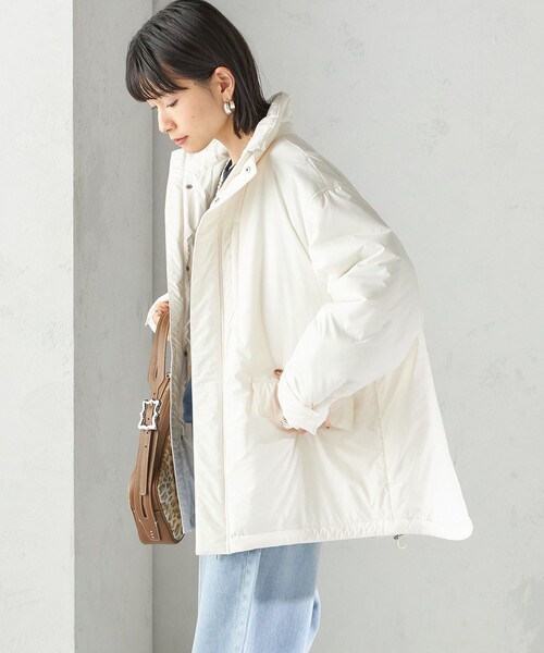 SHIPS（シップス）の「〈手洗い可能〉IMBOTEX 中綿 ミディ ジャケット（その他アウター・レディース・ダークグレー/オフホワイト・ONE SIZE）」の10枚目の写真