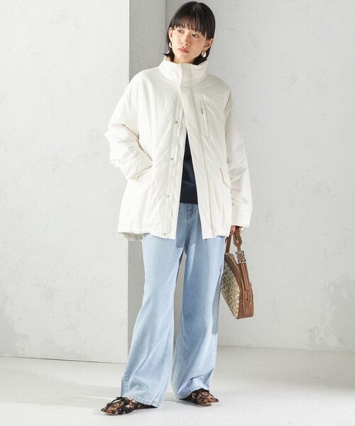 SHIPS（シップス）の「〈手洗い可能〉IMBOTEX 中綿 ミディ ジャケット（その他アウター・レディース・ダークグレー/オフホワイト・ONE SIZE）」の14枚目の写真