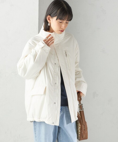 SHIPS（シップス）の「〈手洗い可能〉IMBOTEX 中綿 ミディ ジャケット（その他アウター・レディース・ダークグレー/オフホワイト・ONE SIZE）」の18枚目の写真