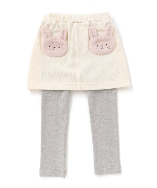 SLAP SLIP（スラップスリップ）の「アニマルネコウサギパッチ刺しゅうポケットコーデュロイスカッツ(80~120cm)（スカート・キッズ・オフホワイト/ベージュ・120cm/100cm/110cm/80ｃｍ/90cm）」の9枚目の写真
