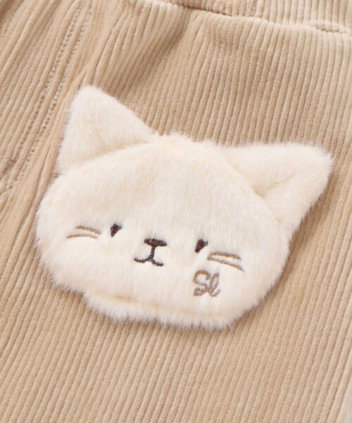SLAP SLIP（スラップスリップ）の「アニマルネコウサギパッチ刺しゅうポケットコーデュロイスカッツ(80~120cm)（スカート・キッズ・オフホワイト/ベージュ・120cm/100cm/110cm/80ｃｍ/90cm）」の3枚目の写真