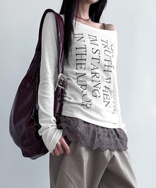 almo(アルモ)の「【LAMPOON】シャドーストライプカットソー(Tシャツ/カットソー・レディース・グリーン/ホワイト・SMALL/LARGE/MEDIUM)」の4枚目の写真