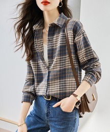 レギュラーカラーチェック柄シャツ
