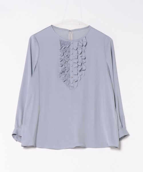 STRAWBERRY-FIELDS（ストロベリーフィールズ）の「バックサテンジョーゼット_フロントフリルブラウス（シャツ/ブラウス・レディース・ピンクベージュ/グレイッシュブルー・2）」の10枚目の写真