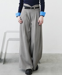 MONOe（モノエ）の「ウェーブウエストタックワイドパンツ（スラックス）」