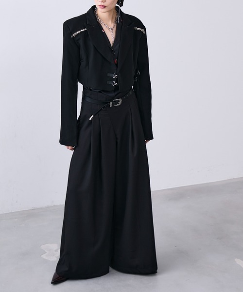 MONOe(モノエ)の「ウェーブウエストタックワイドパンツ(スラックス・レディース・ライトグレー/ブラック/チャコールグレー・L/M/S)」の18枚目の写真