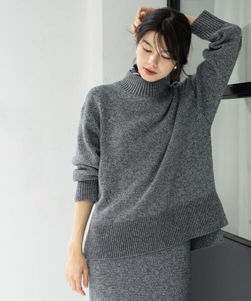 OPAQUE.CLIP（オペークドットクリップ）の「ラメスパンコールハイネックニット/セットアップ対応可【洗濯機OK】（ニット/セーター・レディース・ピンク系/チャコール/ベージュ系5/グレー系4/ブルーグリーン・38/40/42/36）」の16枚目の写真